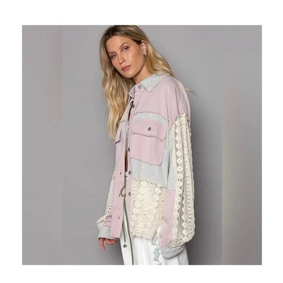 POL Lace Patchwork Shacket - Picture 2 of 2